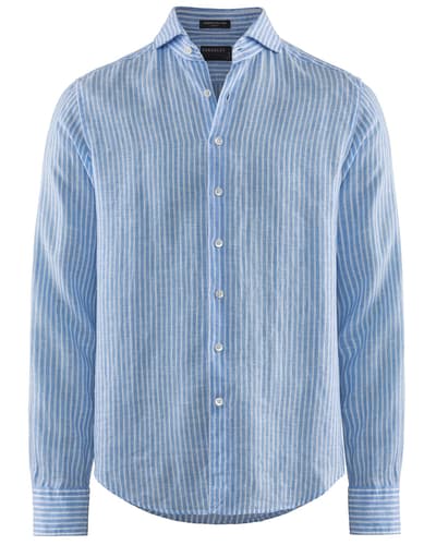 Berkeley George Pacific Breton Stripe Linen Regular miesten kauluspaita