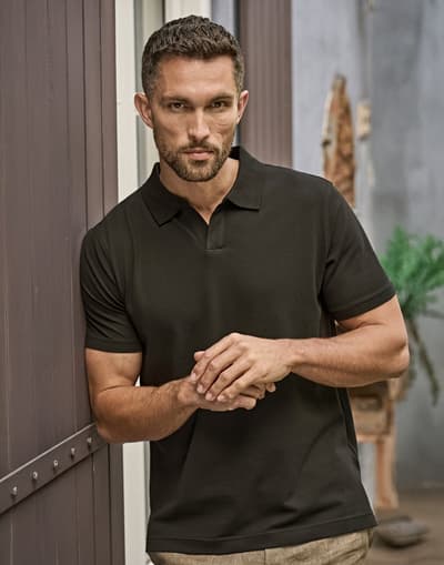 Luxury Stretch V-Neck Pikeepaita, orgaaninen puuvilla & elastaani, 215g