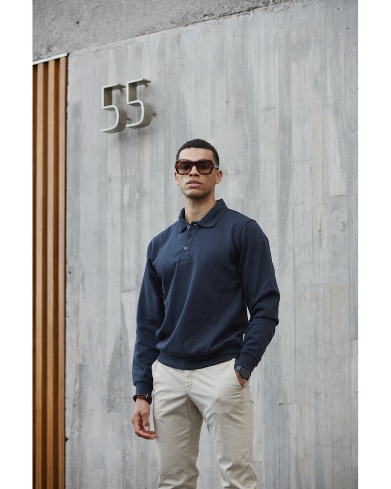 Clique Basic Polo Sweater miesten pikee-collegepaita – Packshot edestä