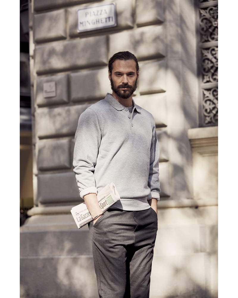 Clique Basic Polo Sweater miesten pikee-collegepaita – Packshot takaa