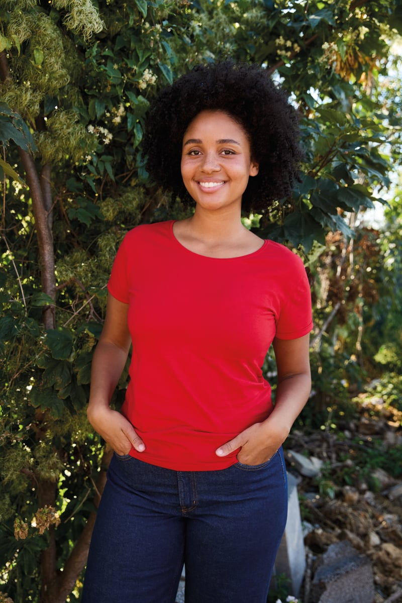 Naisten Roll Up Sleeve t-paita, Reilun kaupan puuvilla, 155g – Studio edestä