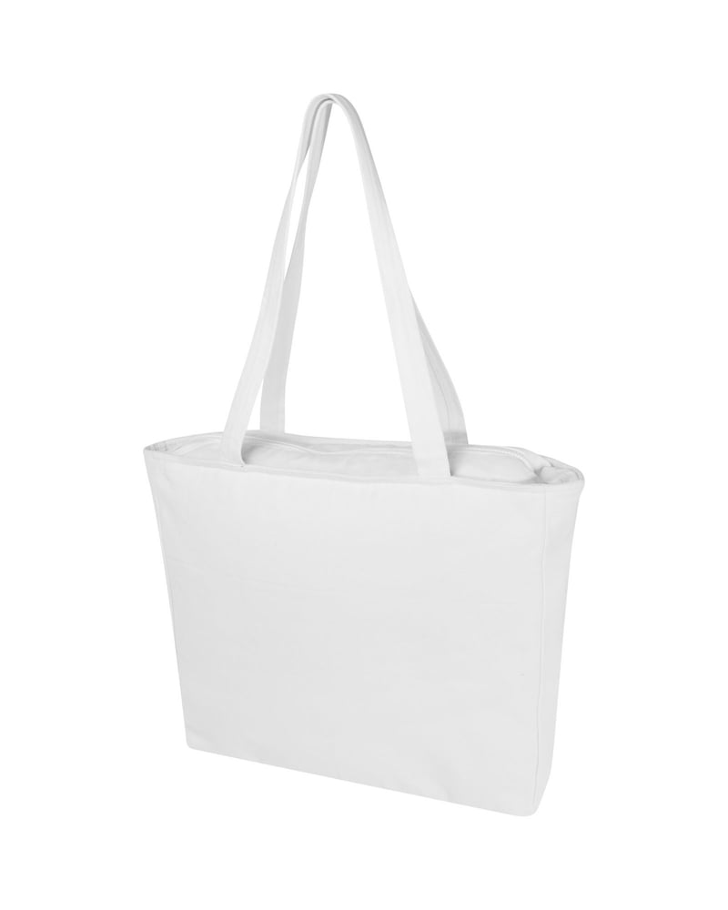 Weekender-kangaskassi vetoketjulla, kierrätyspuuvilla 500 g/m² 21 L – Packshot takaa