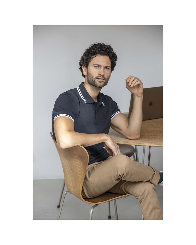 Elevate Amarago miesten BCI-puuvilla pikeepaita – Packshot takaa