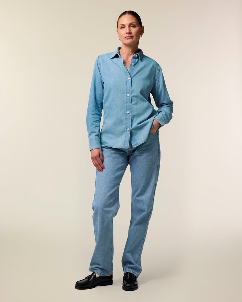 Stella Denim Shirt naisten kauluspaita, medium fit, 235 g – Studio edestä