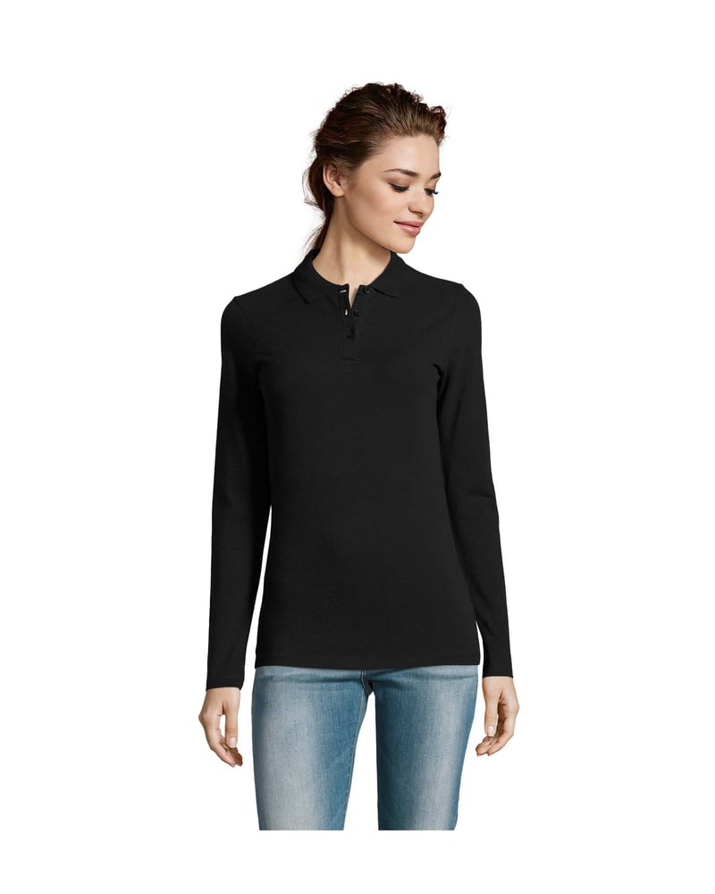 Sol's Perfect Lsl naisten pitkähihainen pikeepaita puuvilla 180 g – Studio edestä