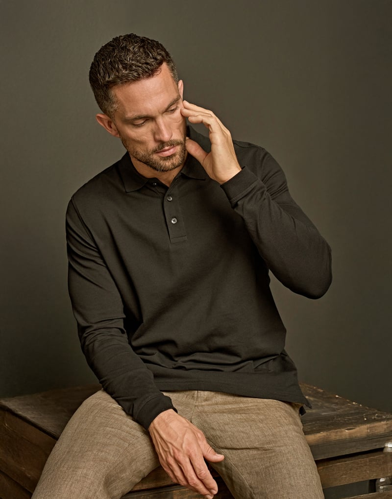 Tee Jays Luxury Stretch Long Sleeve Polo miesten pikeepaita – Studio takaa