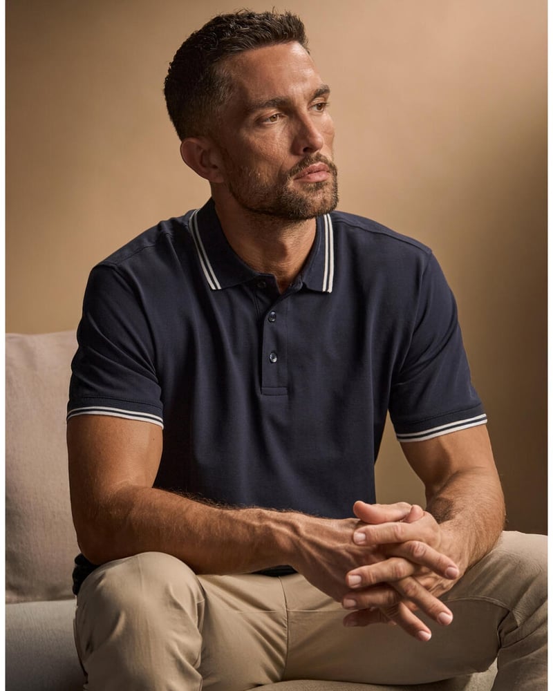 Tee Jays Luxury Stripe Stretch Polo miesten pikeepaita – Packshot edestä