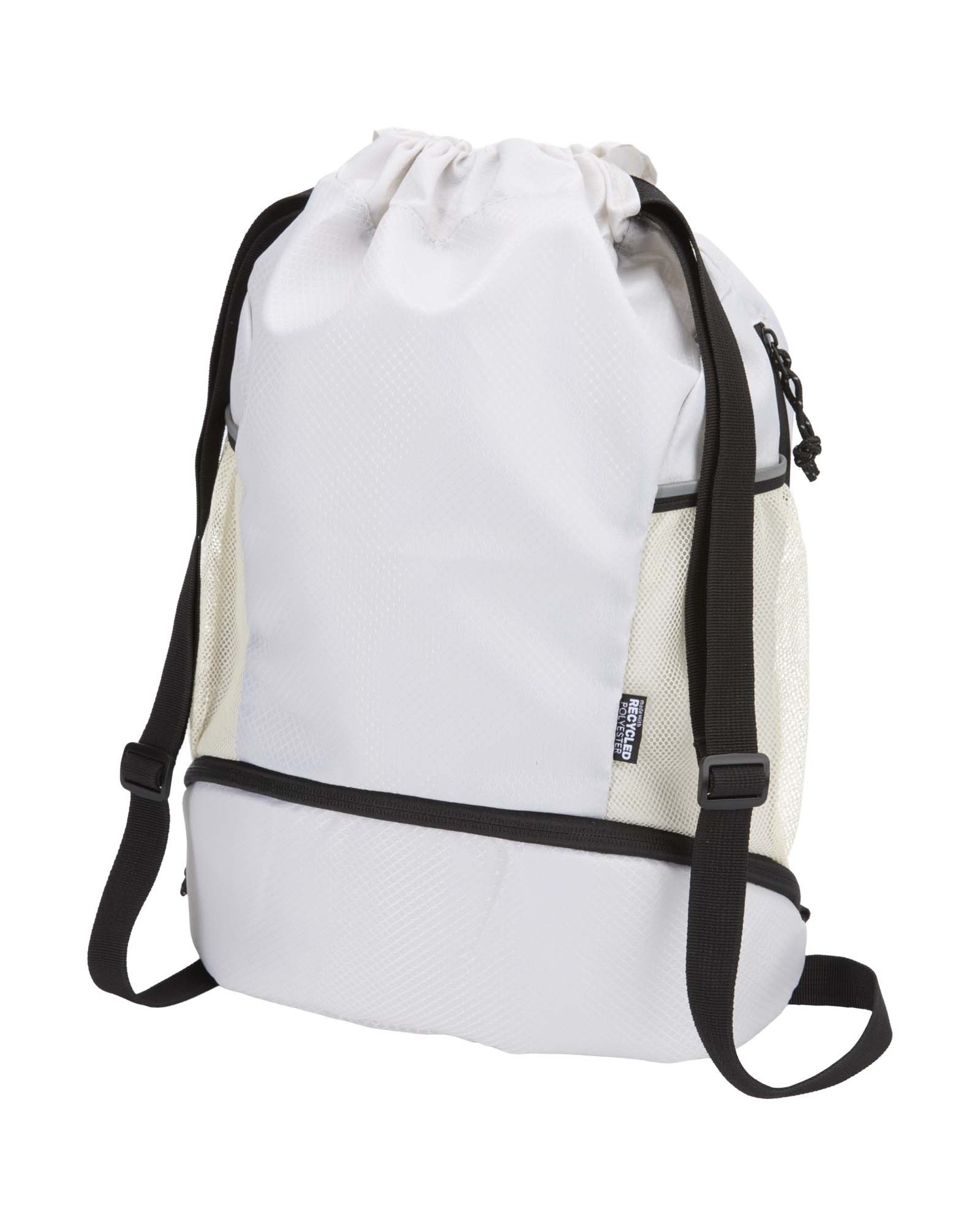 Nomad 18 litran GRS-kierrätetystä materiaalista valmistettu, kiristysnyörillä varustettu urheilukassi alalokerolla